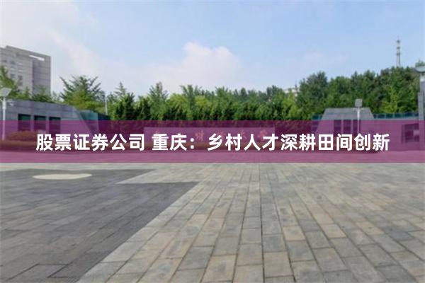 股票证券公司 重庆：乡村人才深耕田间创新