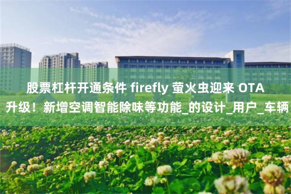 股票杠杆开通条件 firefly 萤火虫迎来 OTA 升级！新增空调智能除味等功能_的设计_用户_车辆