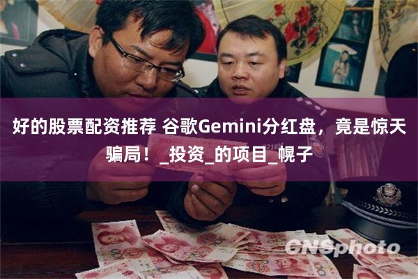 好的股票配资推荐 谷歌Gemini分红盘，竟是惊天骗局！_投资_的项目_幌子